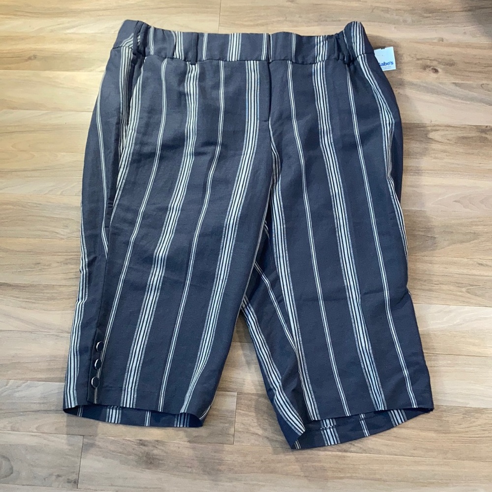 Lane Bryant the laney linen blend crop wide leg pant stripe print 26 - Picture 12 of 16
